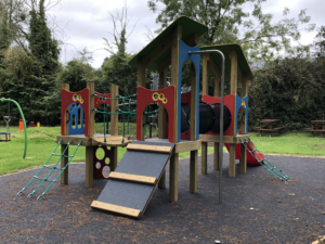 View of climbing frame platform and ramp