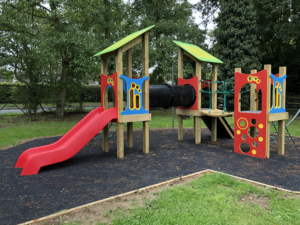 View of the climbing frame slide and tunnel